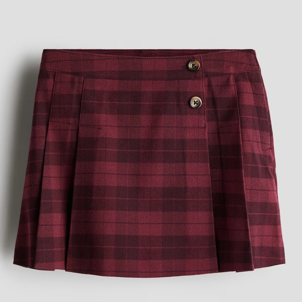 Girls H&M Red Pleated Mini Skirt